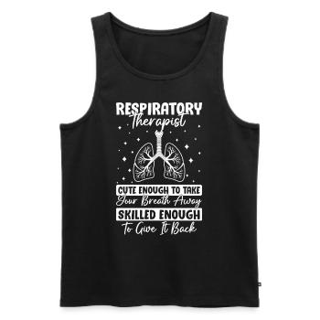 Cute Enough to Take Your Breath Funny Respiratory - Men's Premium Organic Tank Top - black - Front - AI Model Male 178 light (178cm)