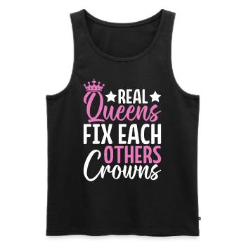 Echte Königinnen fixieren sich gegenseitig Kronen Glitzer Glamour - Männer Premium Bio Tank Top - Schwarz - Vorne - AI Model Male 178 light (178cm)