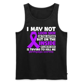 Ich sehe vielleicht nicht krank aus lila Band Fibromyalgie - Männer Premium Bio Tank Top - Schwarz - Vorne - Michal (187cm)