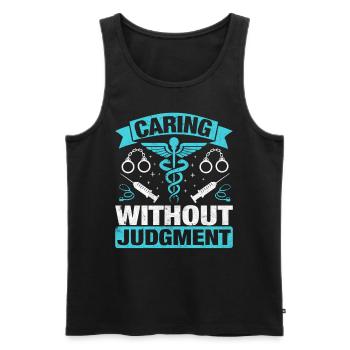 Caring Without Judgement Funny Nursing - Men's Premium Organic Tank Top - black - Front - Michal (187cm)