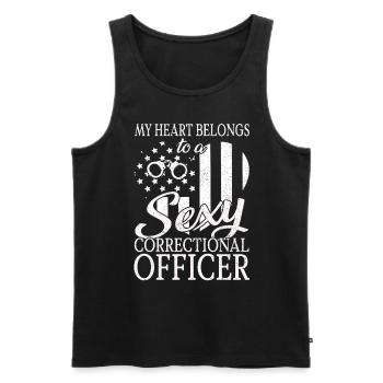 Mein Herz gehört einem Justizvollzugsbeamten Dünn - Männer Premium Bio Tank Top - Schwarz - Vorne - AI Model Male 178 light (178cm)