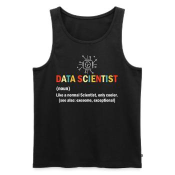 Data Scientist Drôle Définition Tableur Données - Débardeur bio Premium Homme - noir - Devant - AI Model Male 178 light (178cm)