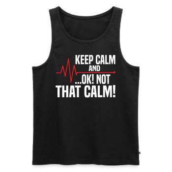Restez calme Ok Pas que calme ECG médical drôle - Débardeur bio Premium Homme - noir - Devant - Michal (187cm)