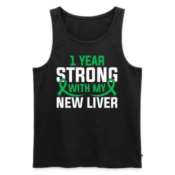 Ein Jahr stark mit meiner neuen Lebertransplantation - Männer Premium Bio Tank Top - Schwarz - Vorne - Michal (187cm)