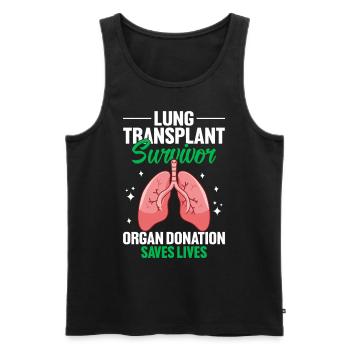 Lung Transplant Survivor White Ribbon Pulmonary - Men's Premium Organic Tank Top - black - Front - Michal (187cm)