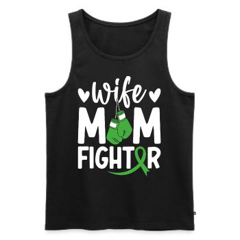 Épouse Maman Combattante Ruban vert Cancer du rein - Débardeur bio Premium Homme - noir - Devant - Michal (187cm)