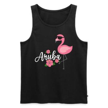 Aruba Bonaire Curacao Lustiger Flamingo Strand holländisch - Männer Premium Bio Tank Top - Schwarz - Vorne - Michal (187cm)