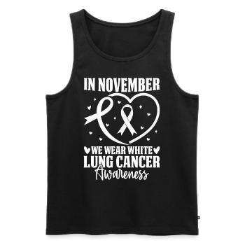 En novembre, nous portons un ruban blanc Cancer du poumon - Débardeur bio Premium Homme - noir - Devant - Michal (187cm)