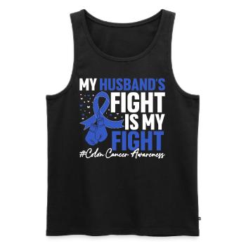 Le combat de mon mari est mon combat Blue Ribbon Colon - Débardeur bio Premium Homme - noir - Devant - Michal (187cm)