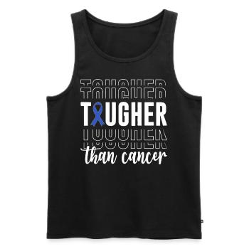 Tougher Than Cancer Blue Ribbon Bowel Colon - Men's Premium Organic Tank Top - black - Front - AI Model Male 178 light (178cm)