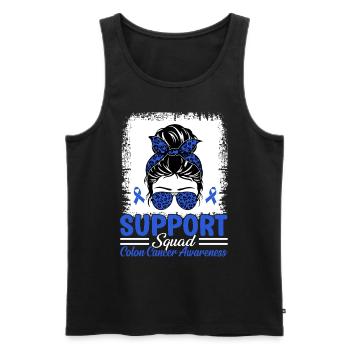 Support Squad Messy Bun Blue Ribbon Colorectal - Men's Premium Organic Tank Top - black - Front - Michal (187cm)