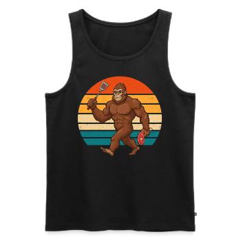 Funny Bigfoot Grinng Retro BBQ Barbecue Gilling - Men's Premium Organic Tank Top - black - Front - Michal (187cm)