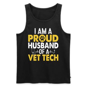 Vet Tech Funny Husband Appreciation Veterinary - Men's Premium Organic Tank Top - black - Front - AI Model Male 178 light (178cm)
