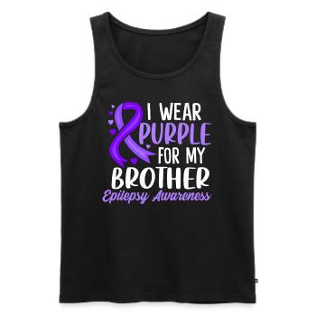Ich trage Lila für meinen Bruder Lila Band - Männer Premium Bio Tank Top - Schwarz - Vorne - Michal (187cm)