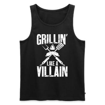 Grillin Like A Villain Funny Meat Smoking BBQ - Men's Premium Organic Tank Top - black - Front - AI Model Male 178 light (178cm)