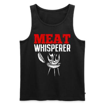 Meat Whisperer Funny Barbecue Pitmaster Smoker - Men's Premium Organic Tank Top - black - Front - AI Model Male 178 light (178cm)