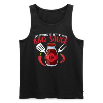 Funny BBQ Grilling Meat Smoking Pitmaster - Men's Premium Organic Tank Top - black - Front - AI Model Male 178 light (178cm)