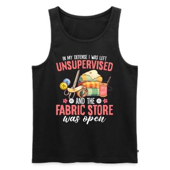 In My Defense I Was Left Unsupervised Funny - Men's Premium Organic Tank Top - black - Front - AI Model Male 178 light (178cm)