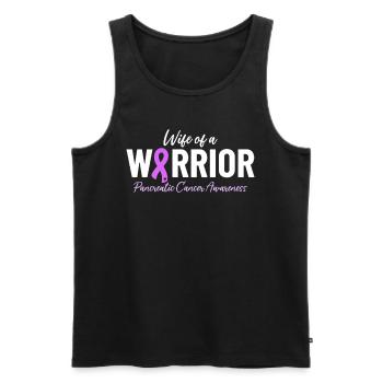 Épouse D’un Guerrier Ruban Violet Cancer Du Pancréas - Débardeur bio Premium Homme - noir - Devant - Michal (187cm)
