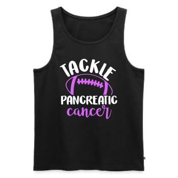 Tacle Cancer du Pancréas Football Drôle Violet - Débardeur bio Premium Homme - noir - Devant - Michal (187cm)