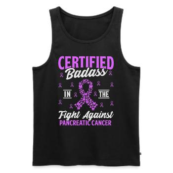 Certifié Badass Purple Ribbon Cancer du pancréas - Débardeur bio Premium Homme - noir - Devant - Michal (187cm)