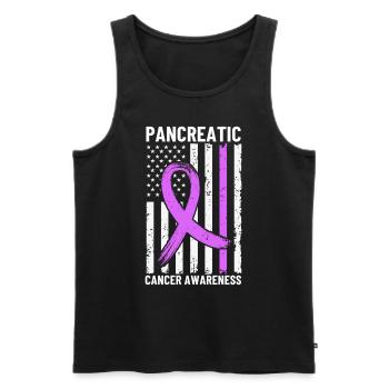 Sensibilisation au cancer du pancréas Drapeau des États-Unis Exocrine - Débardeur bio Premium Homme - noir - Devant - Michal (187cm)