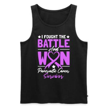 I Fought The Battle And Won Purple Ribbon - Men's Premium Organic Tank Top - black - Front - Michal (187cm)