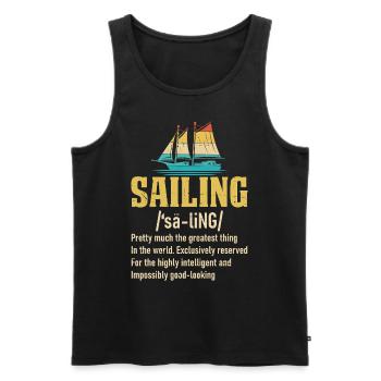 Funny Sailing Sea Captain Retro Sailboat Cruising - Men's Premium Organic Tank Top - black - Front - Michal (187cm)