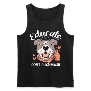 Éduquer Ne pas discriminer Pitbull Sauvetage drôle - Débardeur bio Premium Homme - noir - Devant - AI Model Male 178 light (178cm)