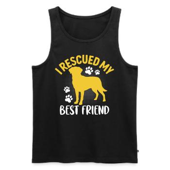 Ich habe meinen besten Freund gerettet Hund Welpen Rettungstier - Männer Premium Bio Tank Top - Schwarz - Vorne - Michal (187cm)