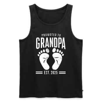 Promu à Grandpa Est 2025 Gender Reveal - Débardeur bio Premium Homme - noir - Devant - AI Model Male 178 light (178cm)
