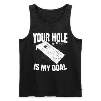 Dein Loch ist mein Ziel Lustiger Cornhole Sitzsack Rasen - Männer Premium Bio Tank Top - Schwarz - Vorne - AI Model Male 178 light (178cm)
