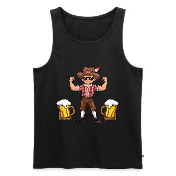 Garçon à Lederhosen Bière JGA Majorque Bavière Alcool - Débardeur bio Premium Homme - noir - Devant - Michal (187cm)