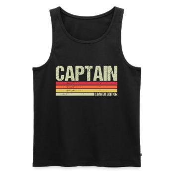 Captain - Männer Premium Bio Tank Top - Schwarz - Vorne - Michal (187cm)
