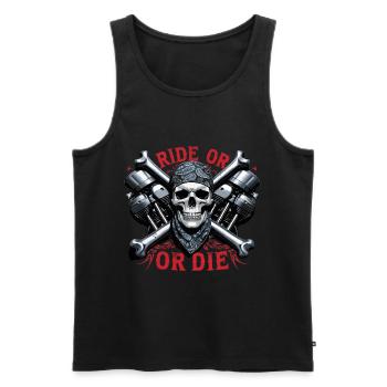 Motorcycle Skull Ride or Die Biker Chopper Rock - Men's Premium Organic Tank Top - black - Front - Michal (187cm)
