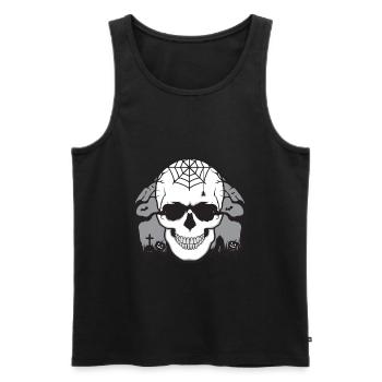T-shirt de cadeau de crâne de Halloween - Débardeur bio Premium Homme - noir - Devant - Michal (187cm)