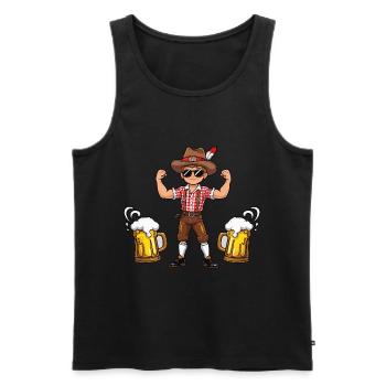 Garçon à Lederhosen Bière JGA Majorque Bavière Alcool - Débardeur bio Premium Homme - noir - Devant - Michal (187cm)