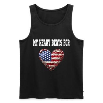 My Heart Beats For America für Patrioten - Männer Premium Bio Tank Top - Schwarz - Vorne - Michal (187cm)