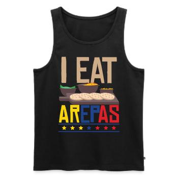 Je mange des arepas - Débardeur bio Premium Homme - noir - Devant - Michal (187cm)
