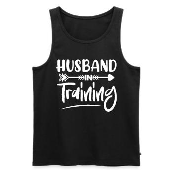 Husband In Training | Marriage | Bachelor Party - Men's Premium Organic Tank Top - black - Front - Michal (187cm)