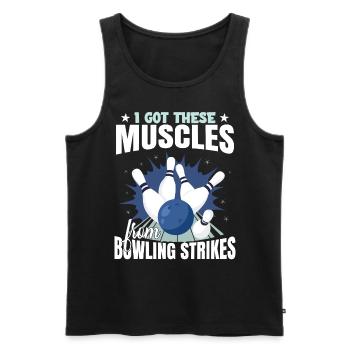 J’ai obtenu ces muscles sous forme de frappes de bowling - Débardeur bio Premium Homme - noir - Devant - Michal (187cm)