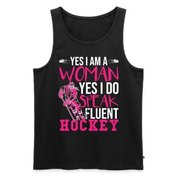 Ich spreche fließend Hockey - Männer Premium Bio Tank Top - Schwarz - Vorne - Michal (187cm)