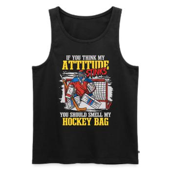 Joueur de hockey Humour Hockey sur glace Puck Gardien de but - Débardeur bio Premium Homme - noir - Devant - Michal (187cm)