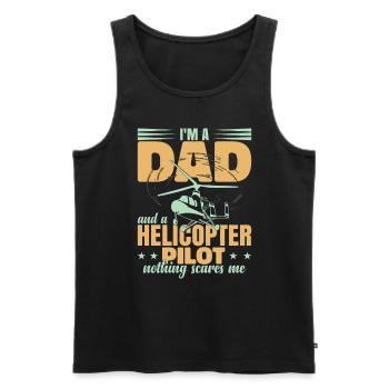 Papa pilote d’hélicoptère - Débardeur bio Premium Homme - noir - Devant - AI Model Male 178 light (178cm)