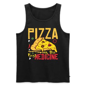 Pizza Is The Best Medicine - Men's Premium Organic Tank Top - black - Front - Michal (187cm)