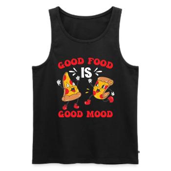Gutes Essen ist gute Laune Pizza Fast Food - Männer Premium Bio Tank Top - Schwarz - Vorne - AI Model Male 178 light (178cm)