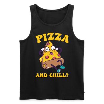 Drôle d’amateur de pizza Humour - Débardeur bio Premium Homme - noir - Devant - Michal (187cm)