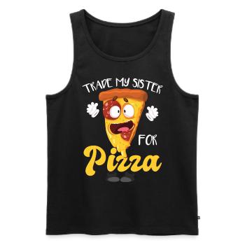 Trade My Sister For Pizza - Men's Premium Organic Tank Top - black - Front - Michal (187cm)