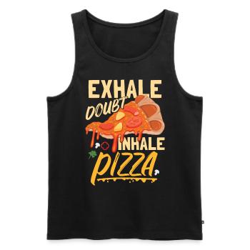 Inhaler la pizza - Débardeur bio Premium Homme - noir - Devant - AI Model Male 178 light (178cm)