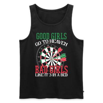 Drôle de fille joueur de fléchettes Darts Humour - Débardeur bio Premium Homme - noir - Devant - Michal (187cm)